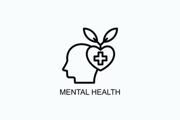 Mental Health Icon Or Logo Isolated Vector Illustration