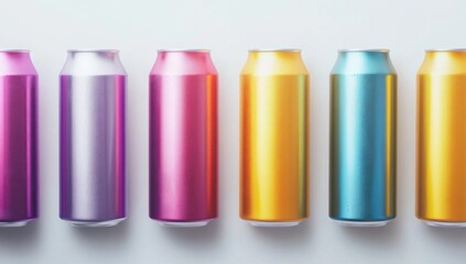 Vibrant Array of Aluminum Cans in a Spectrum of Shimmering Hues