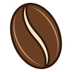 Coffee bean illustration in brown color and minimalist style  