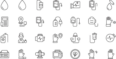 Fototapeta premium Medical Health Care And Emergency Outline Icons Vector