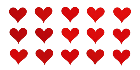 A grid of red hearts on a black background