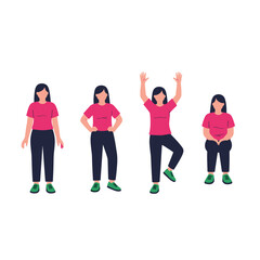 Obraz premium Illustrations of a person demonstrating various poses and body types for fitness and health concepts