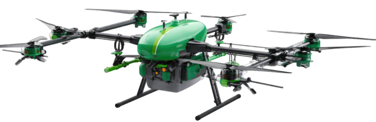 Agricultural drone with a green tank