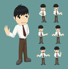 Set of businessman characters poses