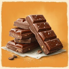 Cute chocolate bar cartoon vector icon illustration in flat style, kawaii design with bold outline, perfect for stickers, t-shirt prints, clipart, or logo elements.