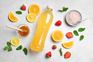 Isotonic sport drink bottle with fruits, honey and salt