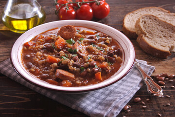 Ricet - barley and bean soup with sausage
