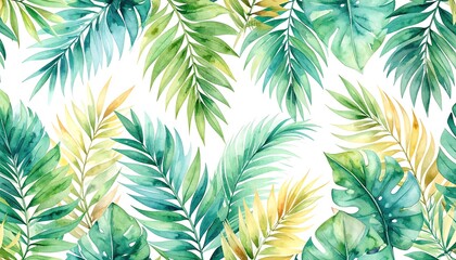 Tropical leaf pattern, watercolor style