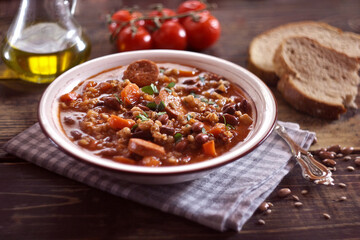 Ricet - barley and bean soup with sausage

