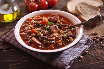 Ricet - barley and bean soup with sausage
