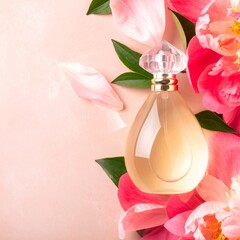 Elegant cosmetic container on pastel background