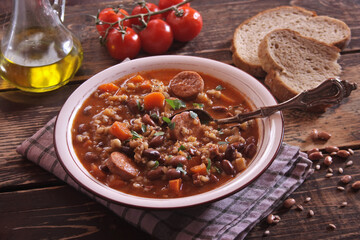 Ricet - barley and bean soup with sausage
