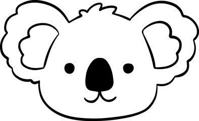 Cute Koala Head Doodle Illustration