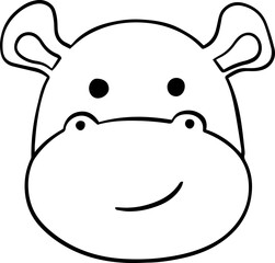 Cute Hippo Head Doodle Illustration