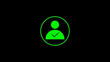 Green approved user icon confirmation checkmark simple design black background