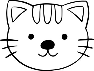 Cute Hand Drawn Cat Face Doodle