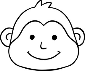 Cute Monkey Head Doodle Illustration