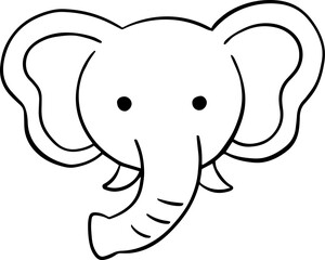 Simple Elephant Head Outline Doodle