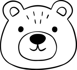 Cute Bear Head Doodle Drawing