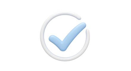 Blue Check Mark in White Circle | 3D Rendered Icon for Approval, Task Completion, Verification, or Confirmation Symbol