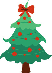 Decorated Christmas Tree With Red Bow