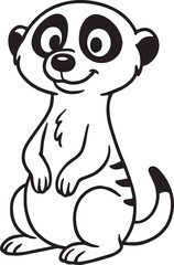 Cheerful Meerkat Character: A cute cartoon meerkat, with a friendly smile and alert expression, stands upright, its features and body crafted with clean lines and minimal shading.