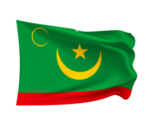  Minimalist Vector Mauritania Flag Design isolated on transparent background.