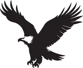Soaring Eagle Silhouette: A majestic eagle, rendered in striking silhouette against a solid background, symbolizes freedom, power, and the spirit of the wilderness.
