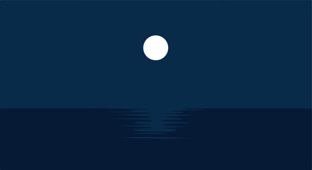 Midnight Serenity Night sea with moonlit reflection on the waves