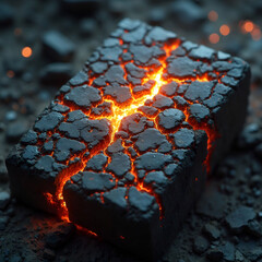 Ancient artifact glowing energy cracks