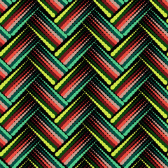 Bright colored diagonal stripes on a black background. Ideal for women's and children's fabrics, home decor or gift items. Vector background.