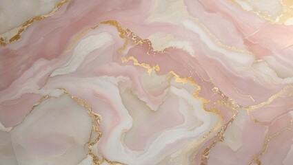 Seamless texture of polished marble with soft pink and cream veining, subtle golden accents, luxurious stone surface