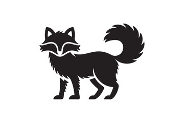 Obraz premium Black Arctic Fox Silhouette Standing - a Cute and Wild Animal Vector Illustration