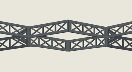 Minimalist geometric design with steel lattice structure and abstract patterns