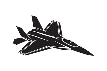 Black Silhouette of a Fighter Jet in Flight - Modern Military Aircraft