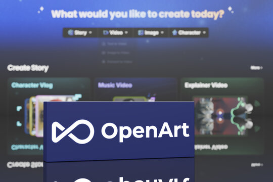 Guilherand-Granges, France - August 11, 2025. OpenArt Ai is a generative AI art platform that creates custom images, illustrations, and visuals from user-provided text prompts.