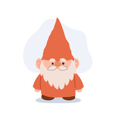 cute gnome in red outfit cartoon vector character for fairytale and fantasy themes