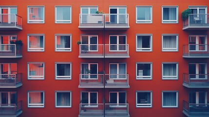 Naklejka premium Orange apartment building facade