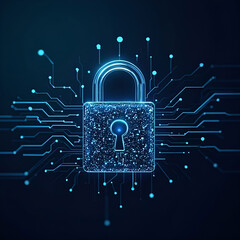Cybersecurity padlock circuit board lines