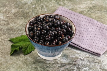 Ripe black currant in the bowl