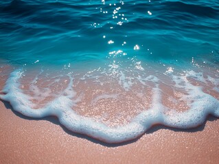 Fototapeta premium ocean background, water is turquoise and clear, there is prestine white sand at the bottom