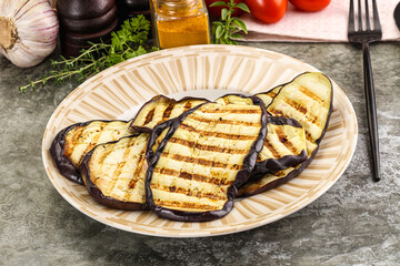 Grilled eggplant slice snack appetizer