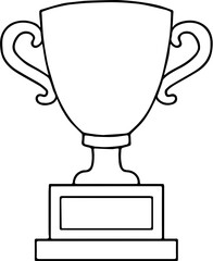 A black trophy cup icon illustration isolated on a white background, trophy vector illustration