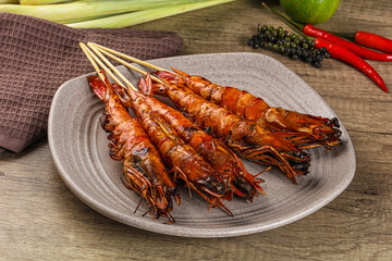 Tasty grilled tiger prawn snack