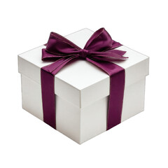 Fototapeta premium White gift box with a purple ribbon