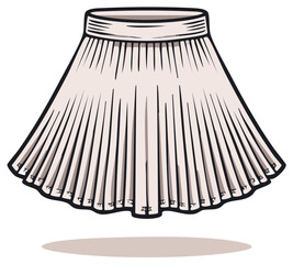 Illustration of a pleated skirt in beige color with shadow effect