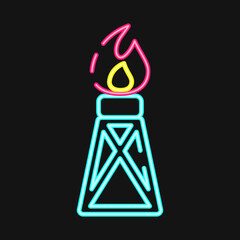 Icon drilling rig. Oil Industry elements. Icon in neon style.