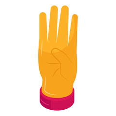 Conceptual isometric design icon of raised hand
