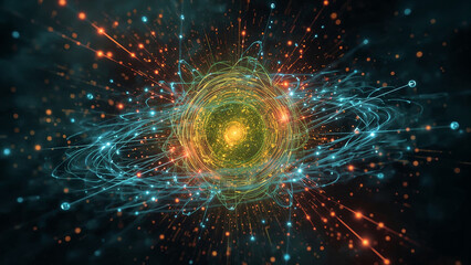 Fototapeta premium Electron fluctuations in a carbon atom.