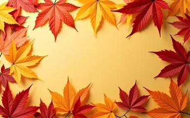 "Background of Scattered Red, Orange, and Yellow Maple Leaves in Fall. Golden Autumn Colors. Seasonal Decoration Concept.". High quality